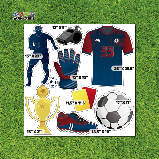 ACME Yard Cards Half Sheet - Sports - Soccer Team in Red & Blue