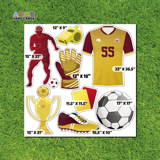 ACME Yard Cards Half Sheet - Sports - Soccer Team in Red & Gold