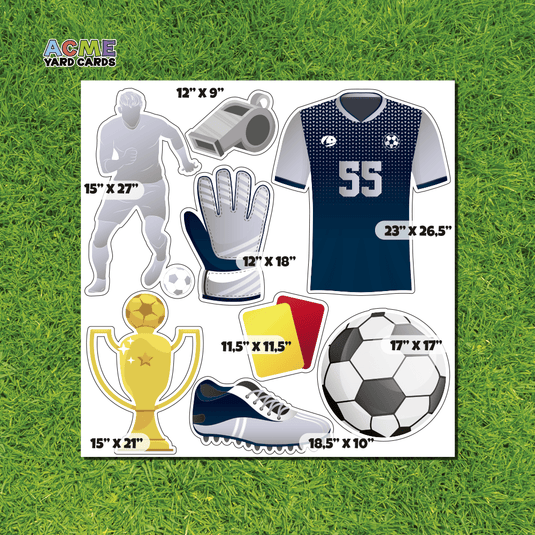 ACME Yard Cards Half Sheet - Sports - Soccer Team in Silver & Blue