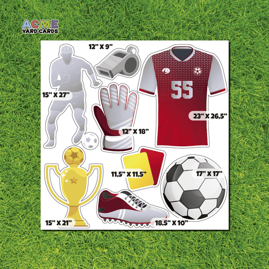 ACME Yard Cards Half Sheet - Sports - Soccer Team in Silver & Red