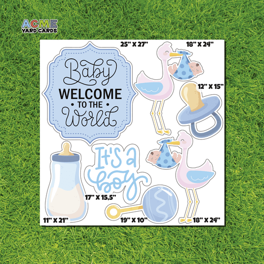 ACME Yard Cards Half Sheet - Theme – Baby, Welcome to the world in Blue