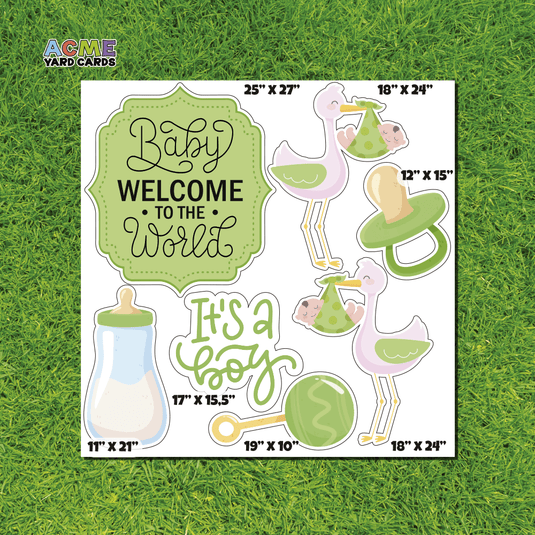 ACME Yard Cards Half Sheet - Theme – Baby, Welcome to the world in Green