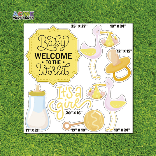 ACME Yard Cards Half Sheet - Theme – Baby, Welcome to the world in Yellow