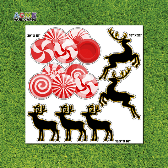 ACME Yard Cards Half Sheet - Theme – Christmas Reindeer and Peppermints