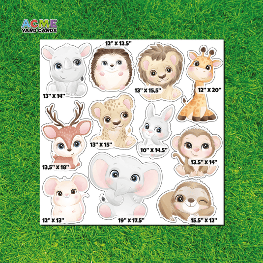 ACME Yard Cards Half Sheet - Theme – Cute Safari Animals