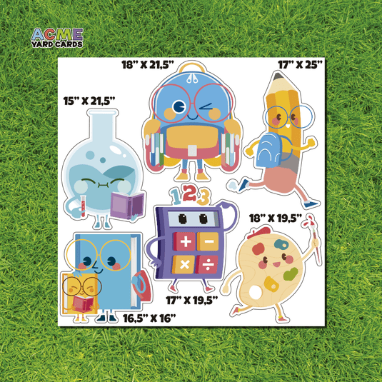 ACME Yard Cards Half Sheet - Theme – Cute School Cartoon Characters