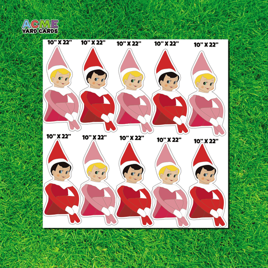 ACME Yard Cards Half Sheet - Theme - Elf on the Shelf Pink and Red