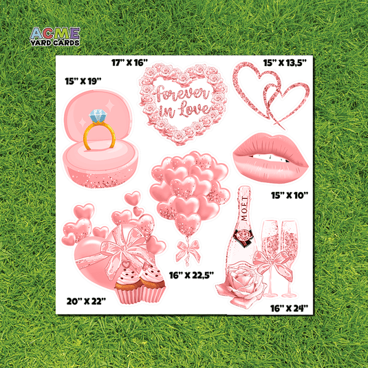 ACME Yard Cards Half Sheet - Theme – Glamorous Valentine's Day Set - Pink