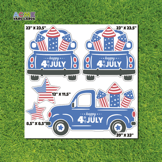 ACME Yard Cards Half Sheet - Theme - Happy 4th of July Trucks