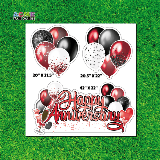 ACME Yard Cards Half Sheet - Theme - Happy Anniversary Black & Red