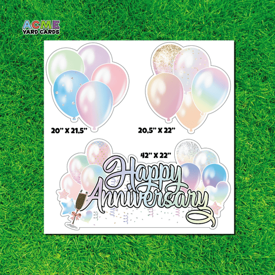 ACME Yard Cards Half Sheet - Theme - Happy Anniversary Pastel Rainbow
