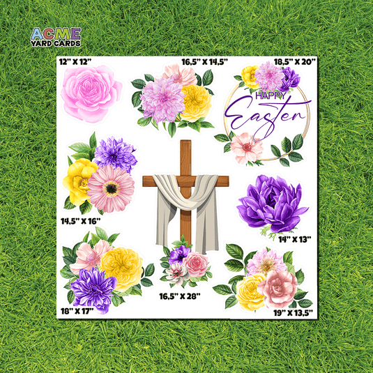 ACME Yard Cards Half Sheet - Theme – Happy Easter Cross – Garden Collection
