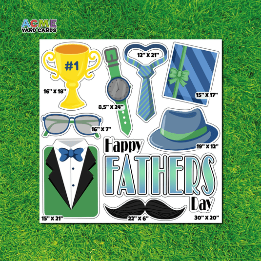 ACME Yard Cards Half Sheet - Theme - Happy Father's Day - Aqua Collection