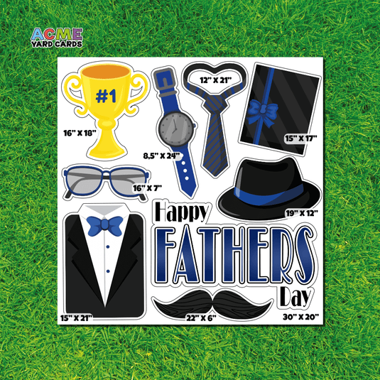 ACME Yard Cards Half Sheet - Theme - Happy Father's Day - Blue Collection