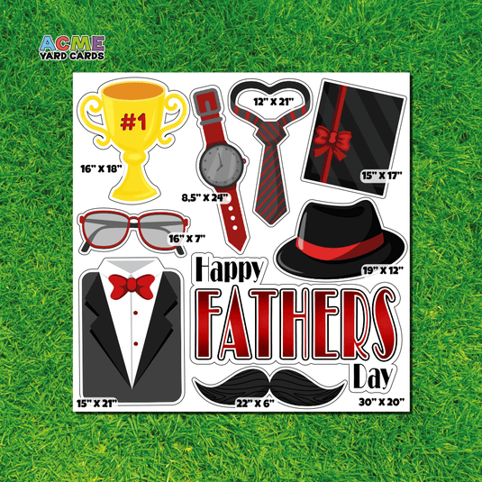 ACME Yard Cards Half Sheet - Theme - Happy Father's Day - Red Collection