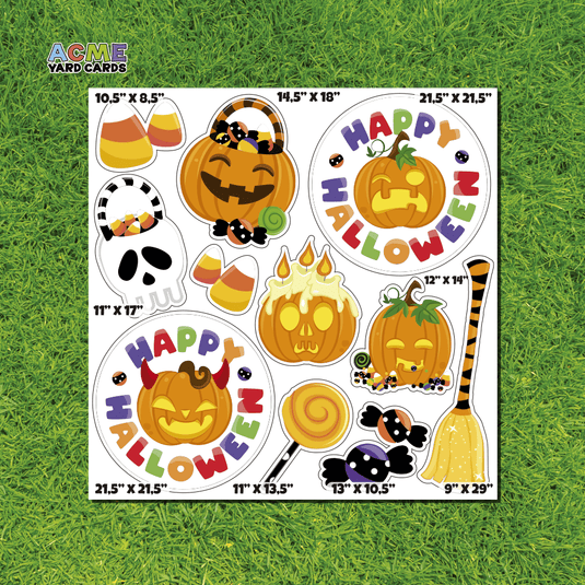 ACME Yard Cards Half Sheet - Theme – Happy Halloween Pumpkins Mujka
