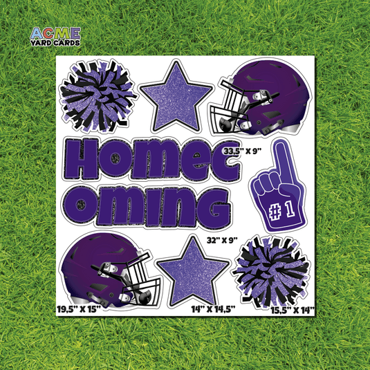 ACME Yard Cards Half Sheet - Theme – High School Homecoming in Black & Purple