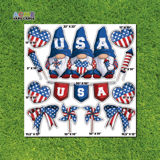 ACME Yard Cards Half Sheet - Theme - Independence Day Gnomes