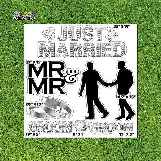 ACME Yard Cards Half Sheet - Theme - Just Married Mr and Mr - Diamonds