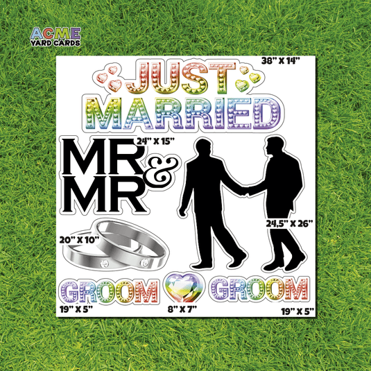 ACME Yard Cards Half Sheet - Theme - Just Married Mr and Mr - Pride