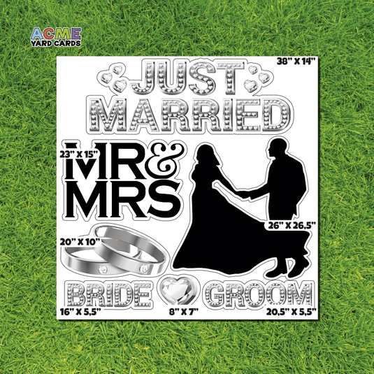 ACME Yard Cards Half Sheet - Theme - Just Married Mr and Mrs - Diamonds