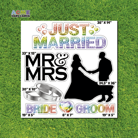ACME Yard Cards Half Sheet - Theme - Just Married Mr and Mrs - Pride