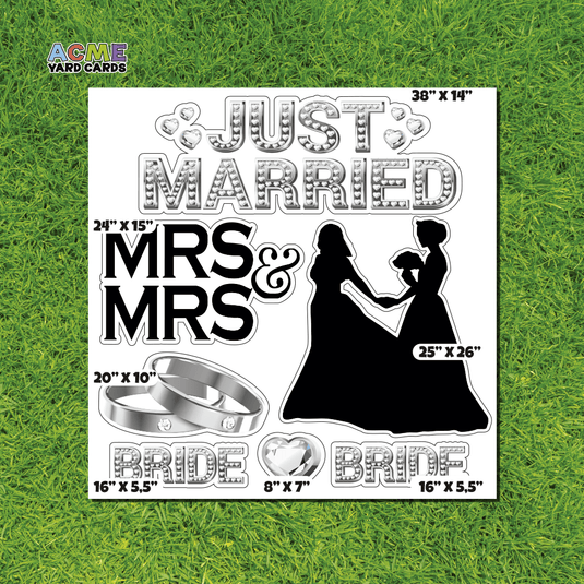 ACME Yard Cards Half Sheet - Theme - Just Married Mrs and Mrs - Diamonds