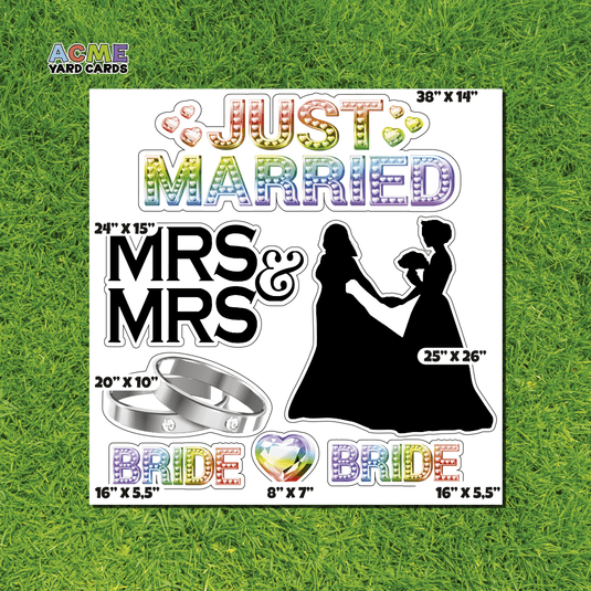 ACME Yard Cards Half Sheet - Theme - Just Married Mrs and Mrs - Pride