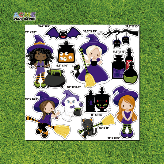 ACME Yard Cards Half Sheet - Theme – Mujka Halloween Witches