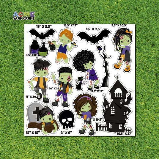 ACME Yard Cards Half Sheet - Theme – Mujka Halloween Zombies
