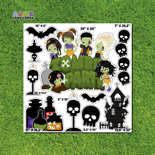 ACME Yard Cards Half Sheet - Theme – Mujka Halloween Zombies Party