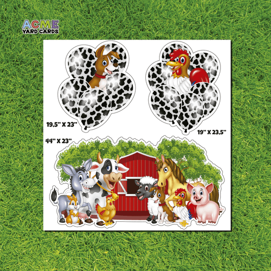ACME Yard Cards Half Sheet - Theme - Panel - Farm Animals with Balloon Bundles