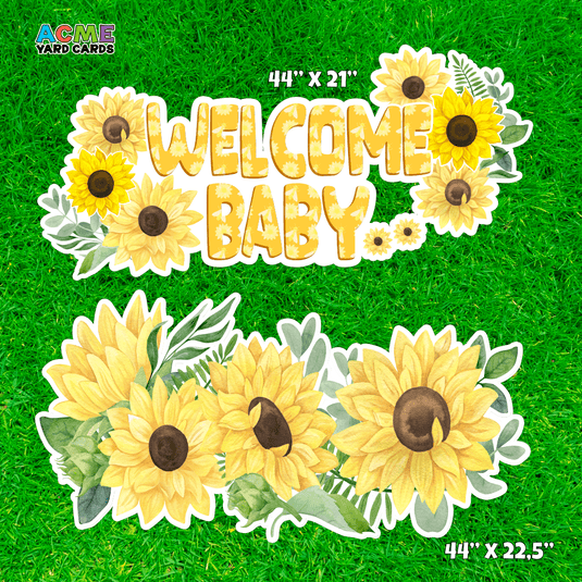 ACME Yard Cards Half Sheet - Theme - Panel - Welcome Baby with Sunflowers