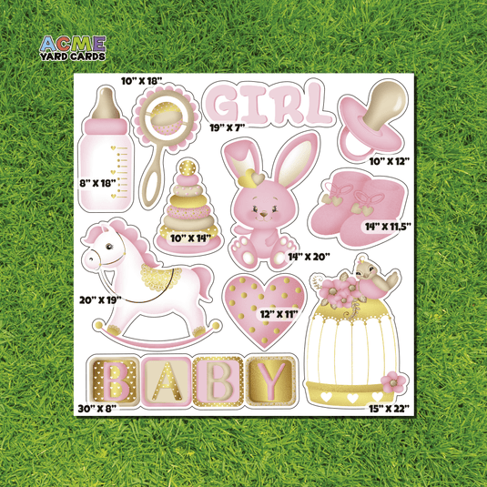 ACME Yard Cards Half Sheet - Theme – Pink Baby Girl