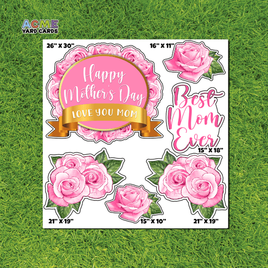 ACME Yard Cards Half Sheet - Theme - Pink Roses Happy Mothers Day