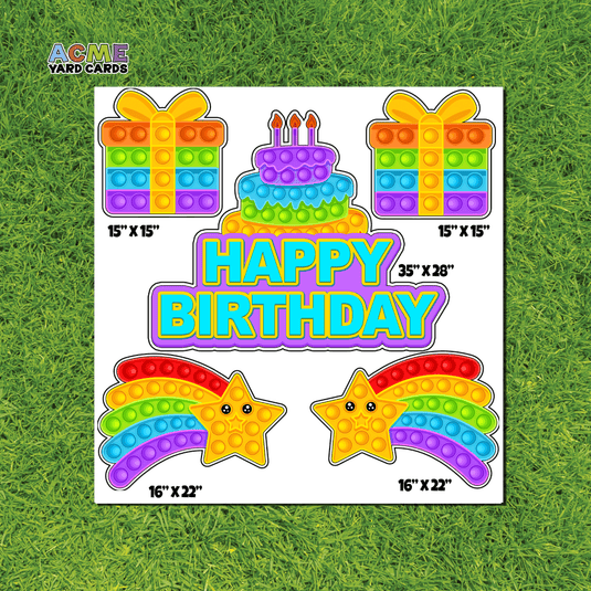 ACME Yard Cards Half Sheet - Theme - Pop It Happy Birthday Cake