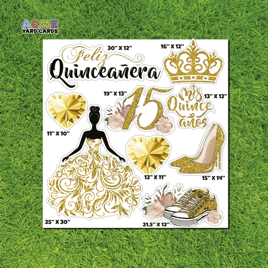 ACME Yard Cards Half Sheet - Theme - Quinceanera Gold