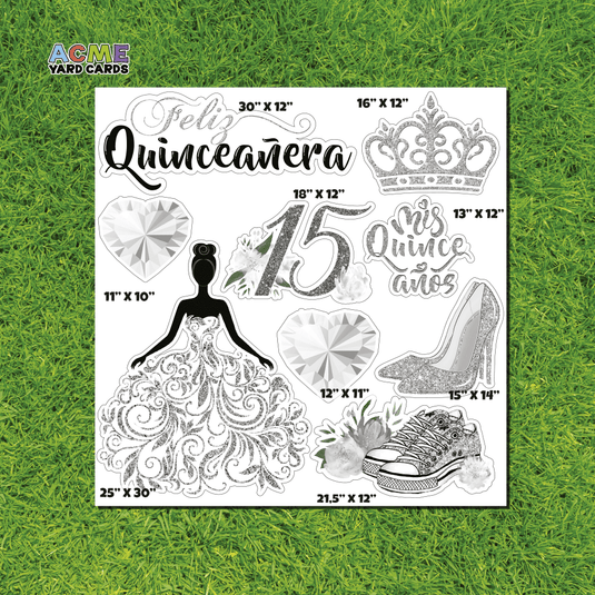 ACME Yard Cards Half Sheet - Theme - Quinceanera Silver