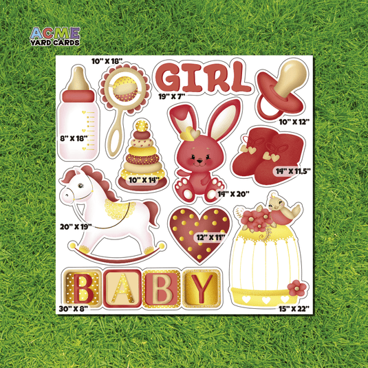 ACME Yard Cards Half Sheet - Theme – Red Baby Girl
