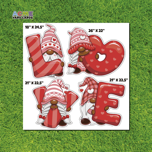 ACME Yard Cards Half Sheet - Theme – Red Love Gnome – Dark Skin Tone