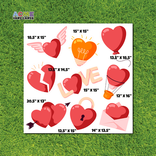 ACME Yard Cards Half Sheet - Theme – Shiny Valentine Hearts