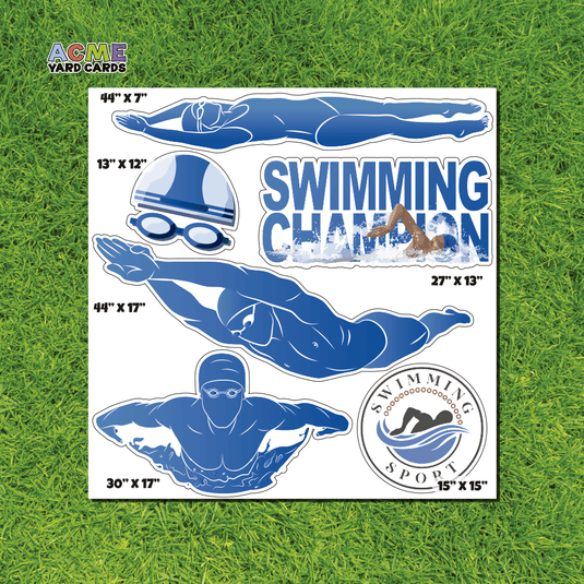 ACME Yard Cards Half Sheet - Theme - Swim team in Blue