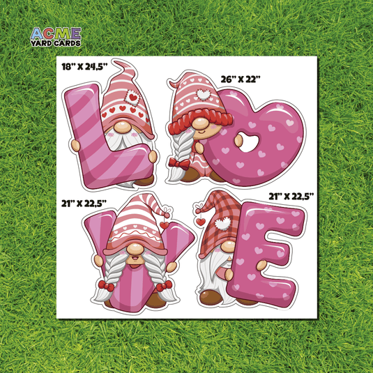 ACME Yard Cards Half Sheet - Theme – Valentines Pink Love Gnome –  Light Skin Tone