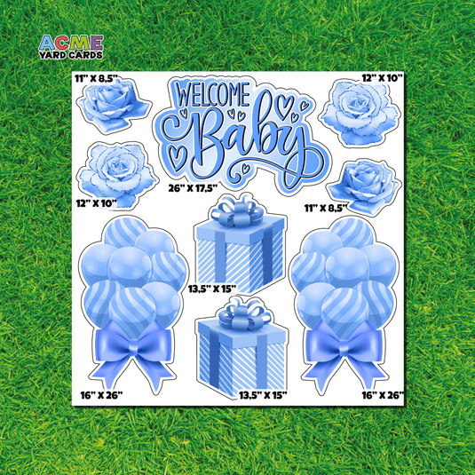 ACME Yard Cards Half Sheet - Theme - Welcome Baby - Blue Collection