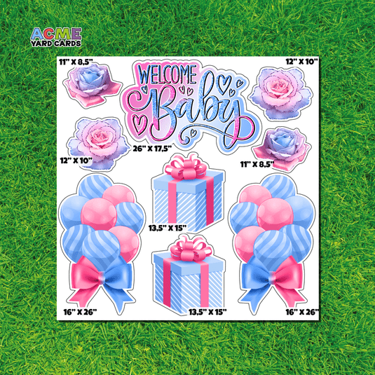 ACME Yard Cards Half Sheet - Theme - Welcome Baby - Pink & Blue Collection
