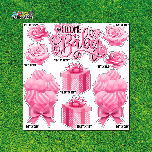 ACME Yard Cards Half Sheet - Theme - Welcome Baby - Pink Collection