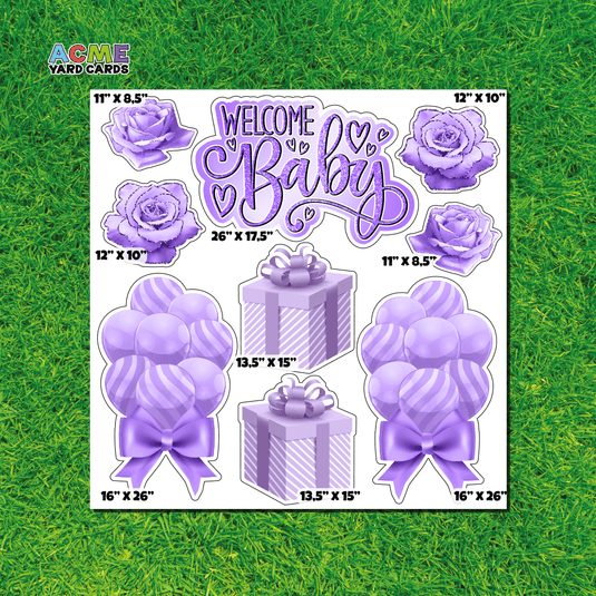 ACME Yard Cards Half Sheet - Theme - Welcome Baby - Purple Collection