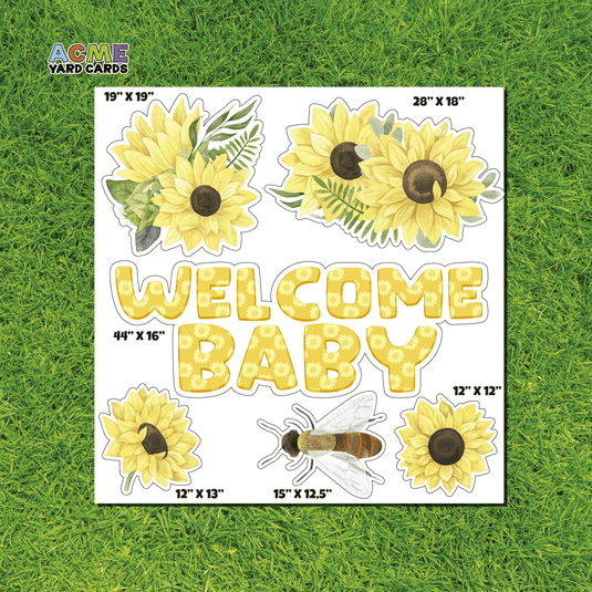 ACME Yard Cards Half Sheet - Theme - Welcome Baby Sunflowers I