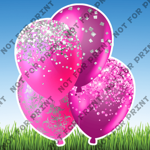 ACME Yard Cards Hot Pink & Silver Balloons #019