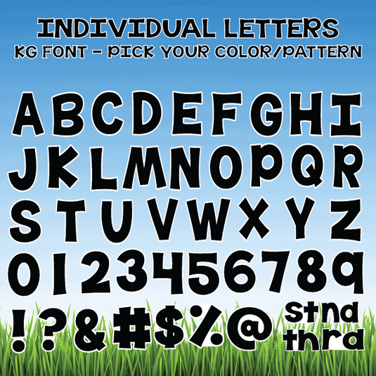 ACME Yard Cards KG Font Individual Letters & Numbers